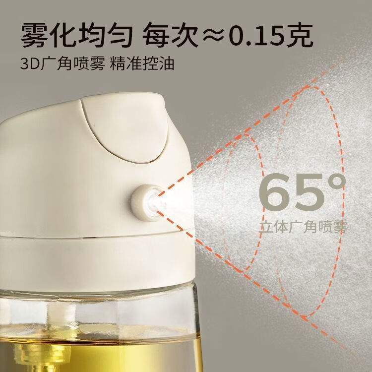 咏幻高档家用油壶厨房喷倒两用食用油壶喷油壶玻璃二合一体式喷雾油瓶 50ML[喷倒两用]+雅白普通款 [不滴不挂+按压喷油]款油壶