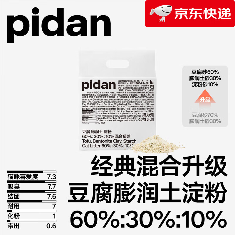pidan猫砂混合猫砂豆腐膨润土混合砂2.4kg豆腐砂低尘吸臭 【新升级经典款混合砂】1包2.4kg