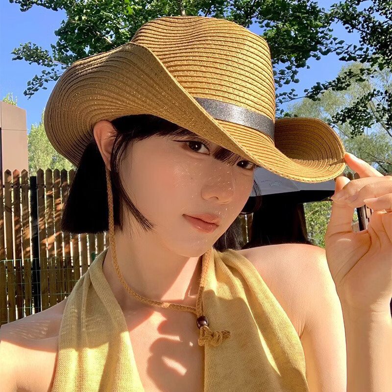 万宏达帽子男夏天遮阳帽防晒太阳帽户外钓鱼帽子旅游女遮阳帽沙滩帽草帽 米白色（男女同款） 均码(56-60cm)
