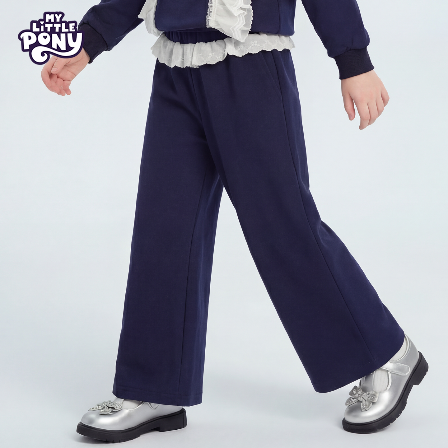 小马宝莉【甜系Pony2.0】童装女童休闲裤儿童2026春季新款运动卫裤 藏青 160