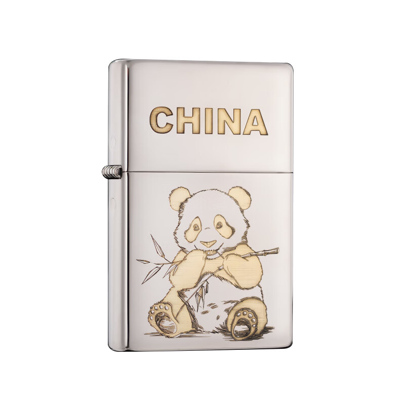 ZORRO佐罗四代方块煤油打火机2026新款白镍光板外壳明火砂轮送礼 中国熊猫标准版【单机+35ML小油+火石棉线】