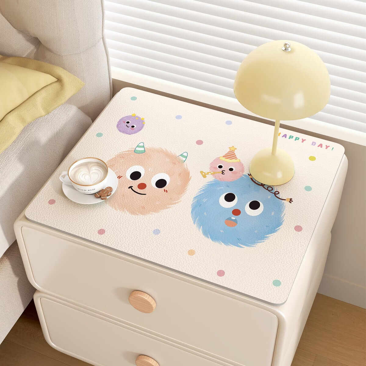 溥畔床头柜垫卡通桌布防水防烫免洗桌面台面垫洗衣机防尘盖布 春天花环 50x60cm[安全环保].