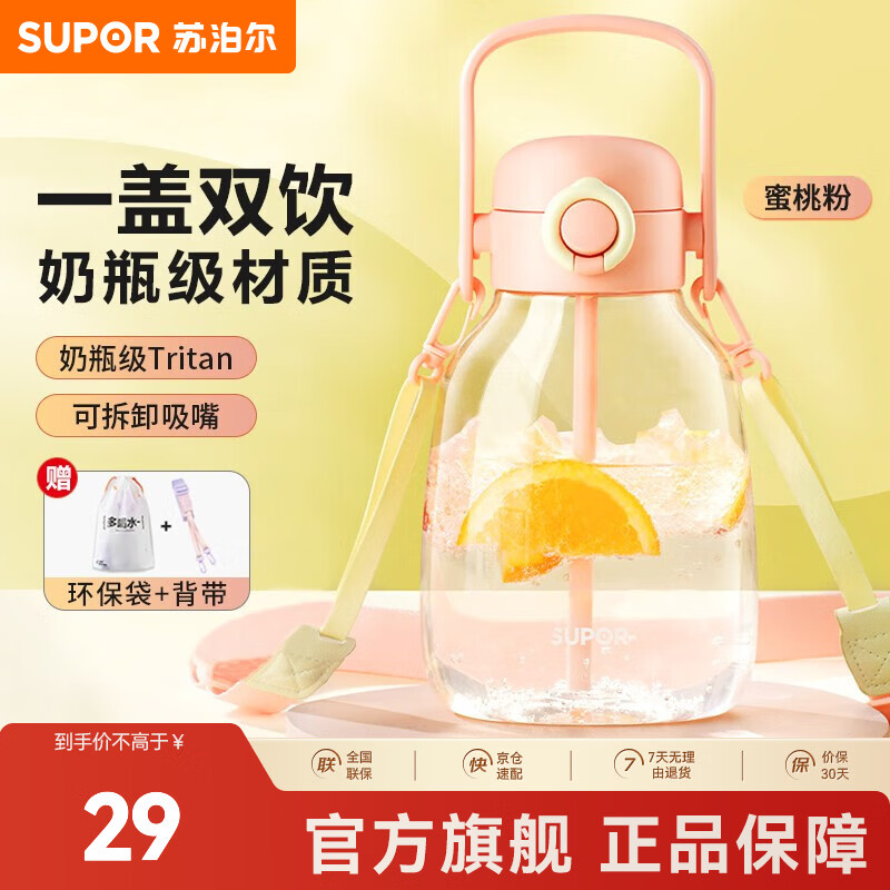 �ղ�����SUPOR�����ϱ����������ܱ�����Ǳ�tritan�˶�ˮ����Ůʿѧ����ͯ��Я�� ���ҷ�+���� 1000ml 14.5Ԫ
