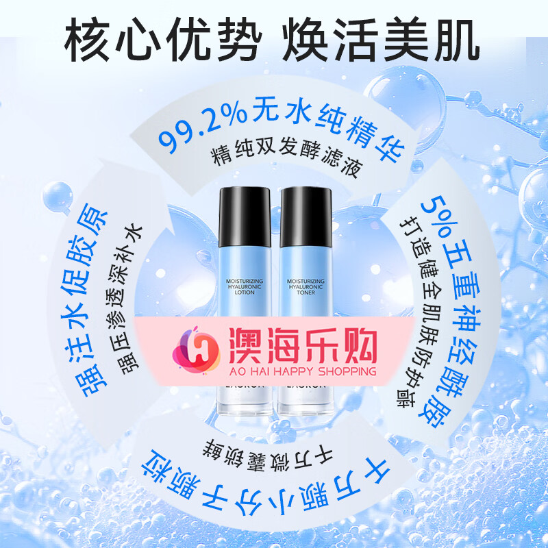 澳容(EAORON)澳洲进口润泽水光乳液120ml 深层补水保湿滋润提亮肤色舒缓护肤品 新版水光4件套(洁面+水+乳液+水光霜)