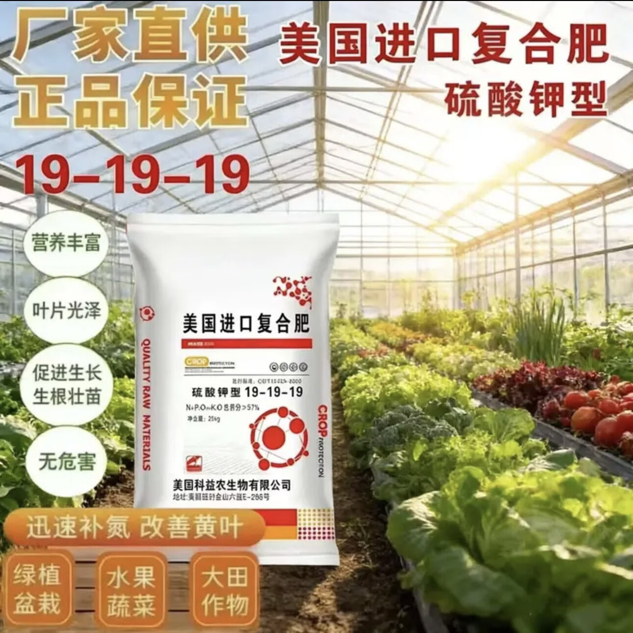 美国进口复合肥50斤蔬菜瓜果肥料花卉氮磷钾硫酸钾肥颗粒肥T006 50kg kg硫酸钾型复合肥【黄金比例】