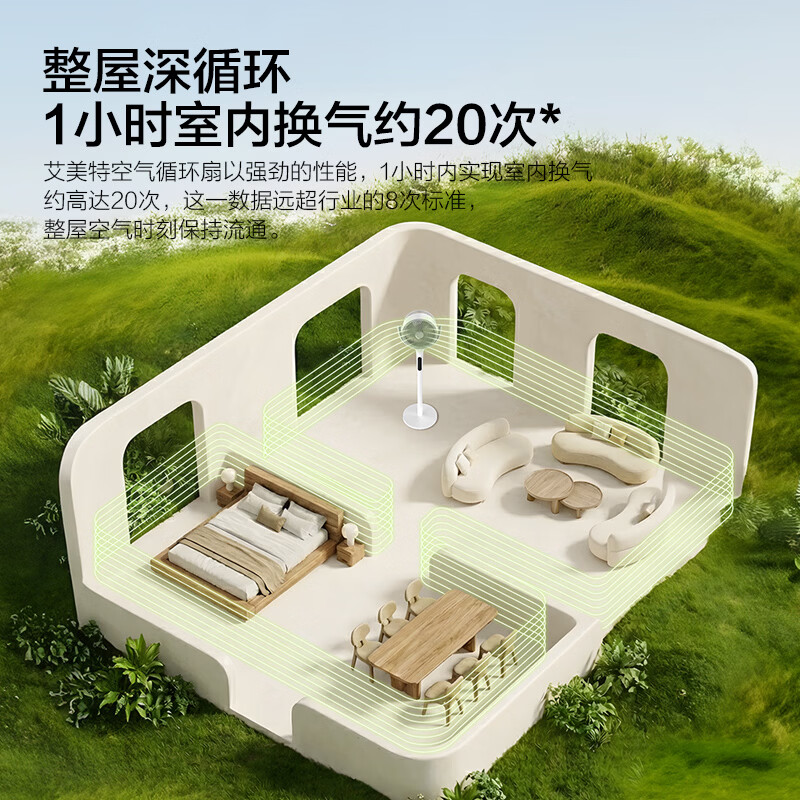 艾美特AI智能语音空气循环扇落地电风扇家用直流变频32档风轻音节能换气扇立式遥控触控摇头台立两用电扇 32档语音智控【轻音/一级能效/自动摆头】