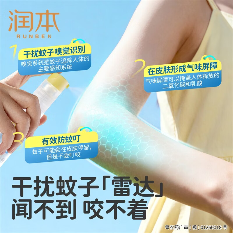 润本驱蚊液驱蚊喷雾花露水户外防蚊虫叮咬驱蚊水派卡瑞丁防蚊喷雾 30ml 2瓶 【强效驱蚊8h】王牌爆款