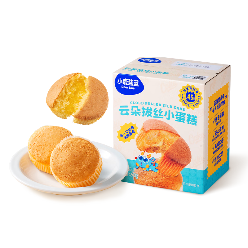 小鹿蓝蓝宝宝绵软小蛋糕儿童早餐营养食品面包云朵拔丝小蛋糕/240g