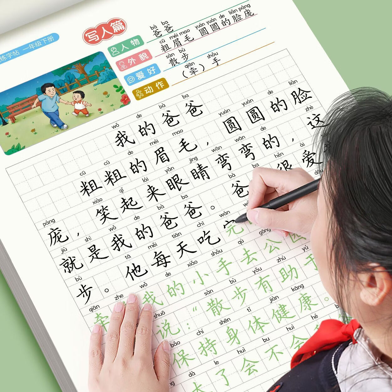 书行小学看图写话练字帖一二年级上下册看图写话练字帖人教版每日一练 二年级上下册 看图写话练字帖