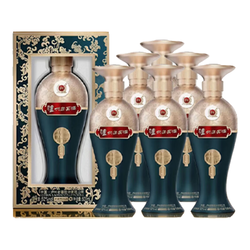 泸州老窖52度浓香型白酒礼盒过节送礼 自喝聚会用酒 52度 500mL 6瓶 【泸州迎宾酒·禧福顺 1箱原箱配3礼袋】