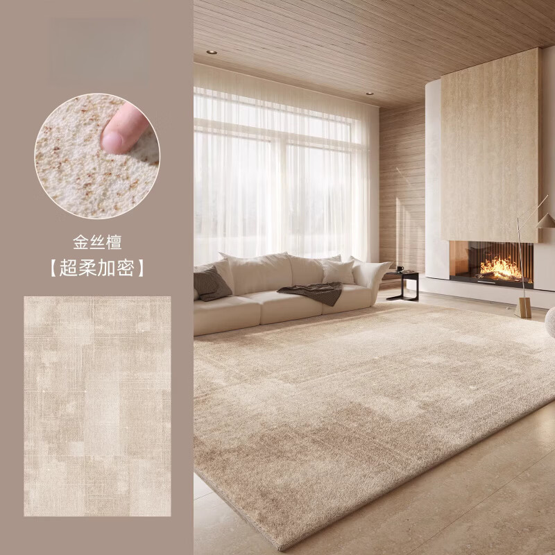 FABTP轻奢高级感地毯客厅2026新款免洗可擦沙发地垫厚卧室床边毛绒天津 金丝檀-20132 120cm*160cm 【设计师原创设计】