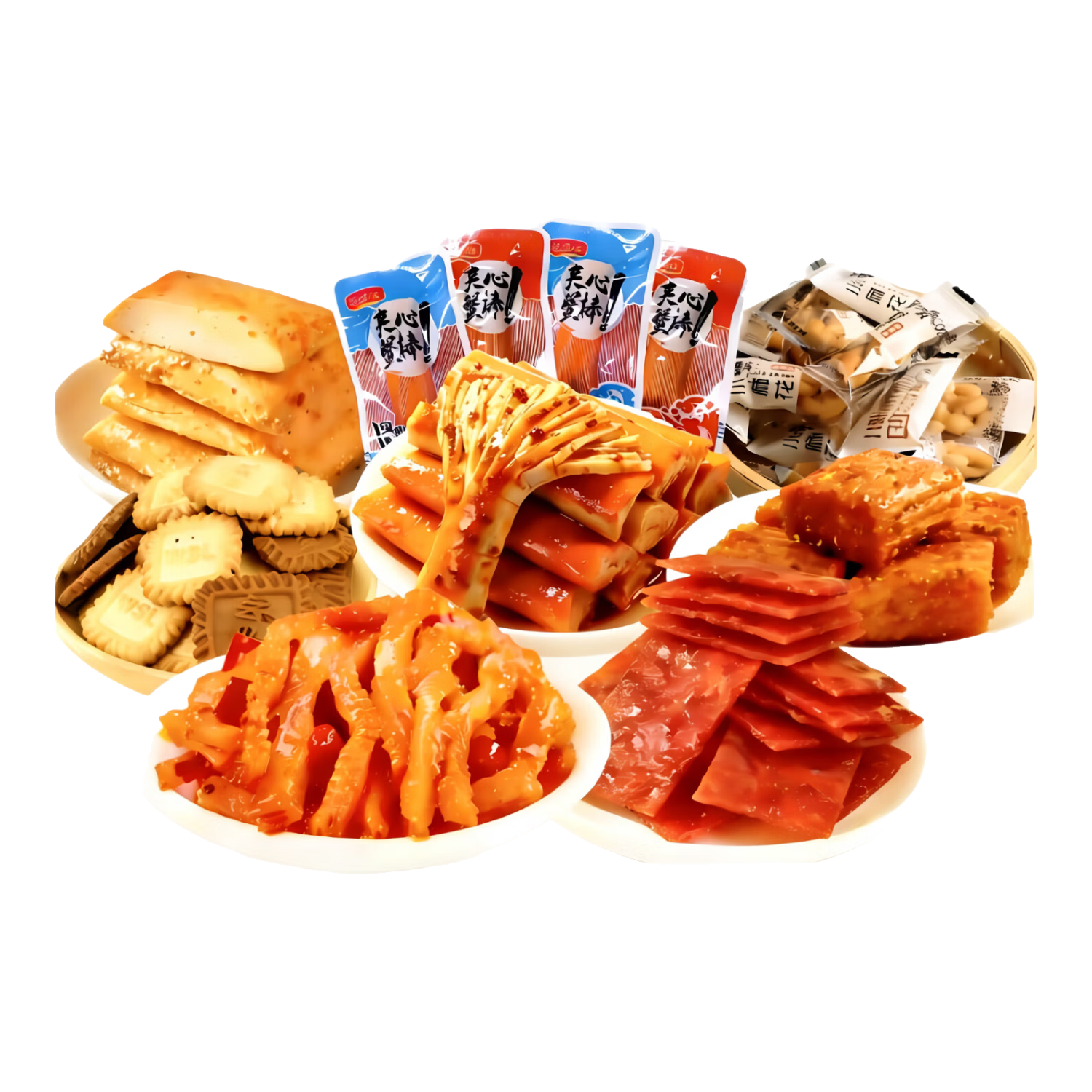 海鲜休闲零食大礼包麻花辣条鱼豆腐组合海鲜制品7款99包零食礼包 【精品】7款共99包零食大礼包