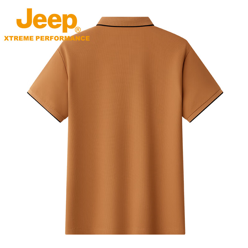 JEEP吉普男士T恤2026春夏季新款短袖男冰丝凉感短袖男商务休闲polo衫 焦糖色 /男女同款 XL