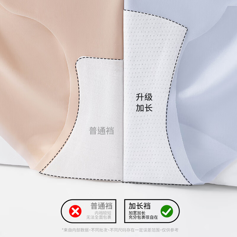 宜而爽女士内裤女10A抑菌加长裆无痕裸感冰丝舒适透气中腰不夹臀短裤 黄色+蓝色+绿色+白色 4条 L 建议【100-120斤】