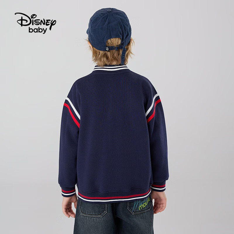 迪士尼(Disney)童装春秋款男女童外套2026秋季新款儿童渐变户外外套衣中大童dsn 藏青色 加绒 140 高135-145cm重60-70斤