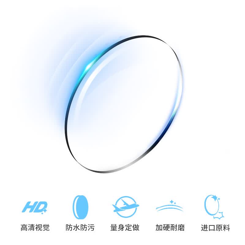 博觉1.67超薄八轴双非球面防眩防蓝光镜片高度数超薄近视眼镜片定制 八轴双非防眩防蓝光镜片 1.67(需提供瞳距及验光单)