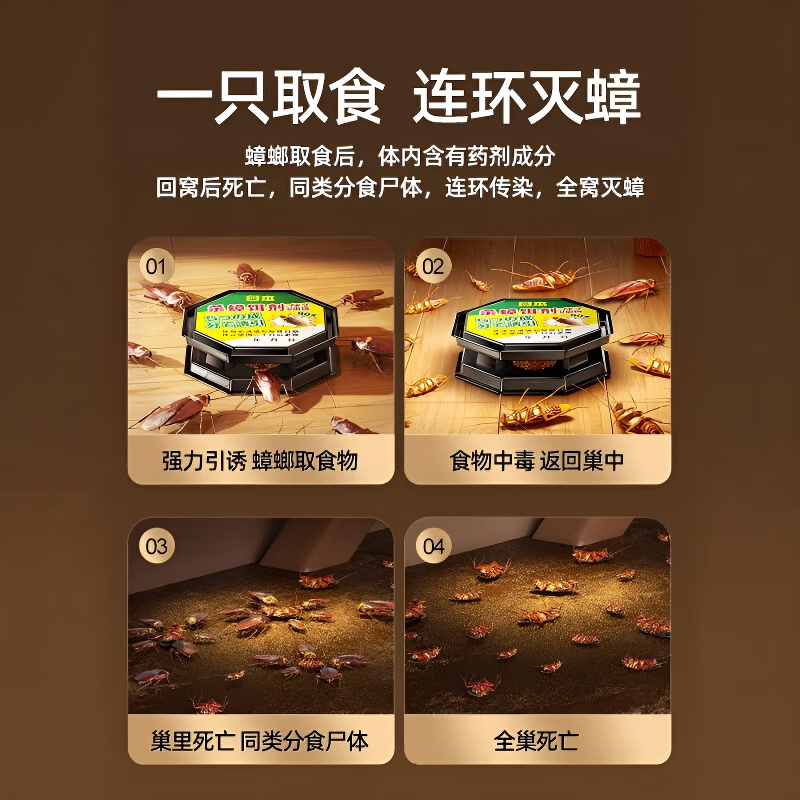 ZYUO日本蟑螂药强效虫卵双杀全窝端厨房魔盒家用灭除杀蟑螂胶饵专神器 12枚装【全屋无蟑螂 厨房饭店】