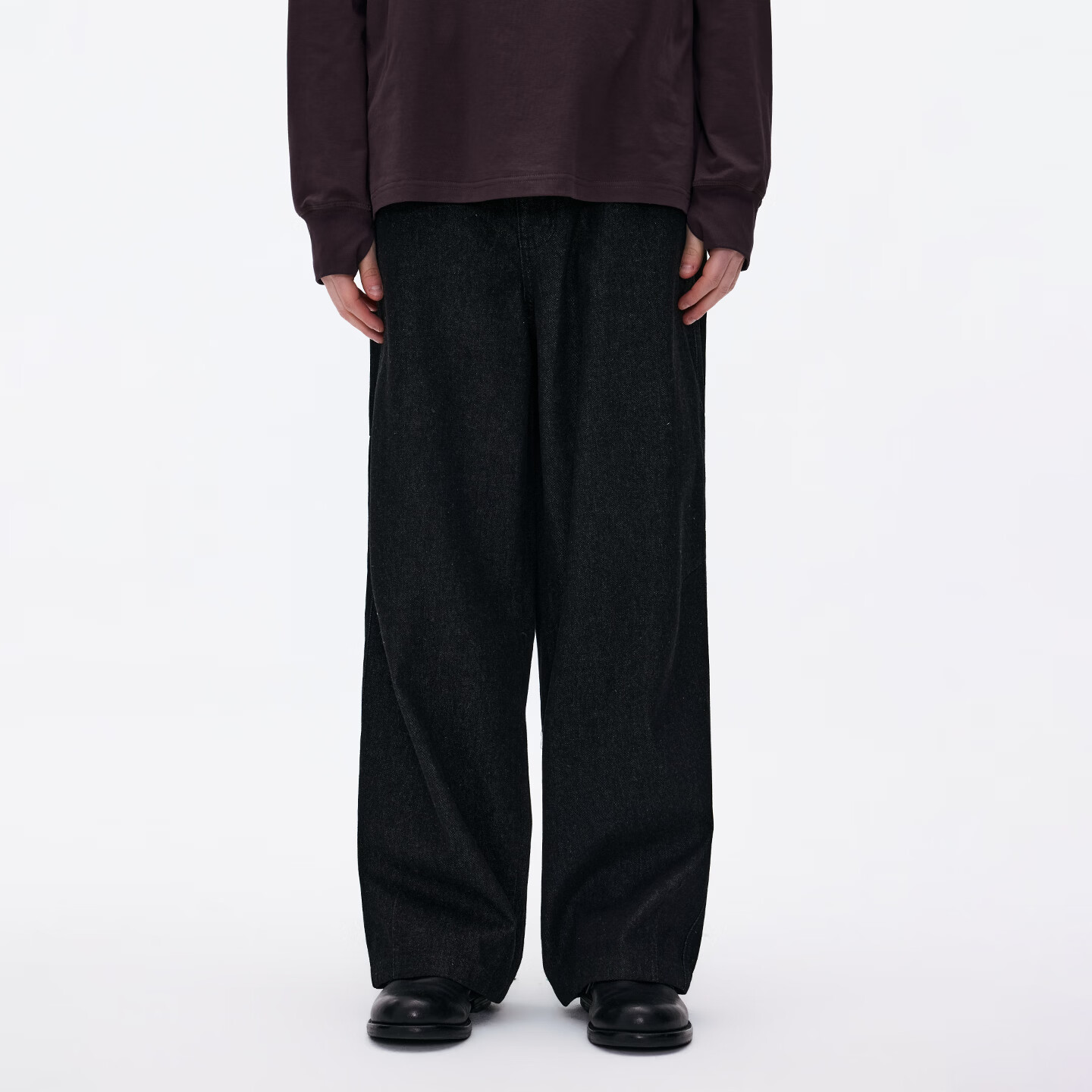 熊猫·本（ben.panda）水洗原色牛仔裤男款阔腿宽松通勤休闲长裤子2026春季 硫化黑 L