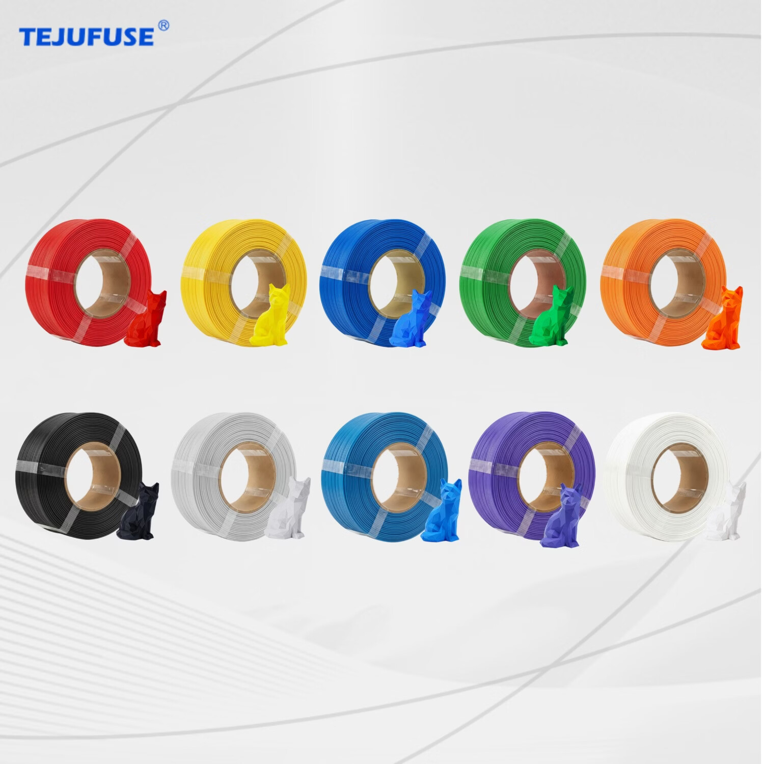 TEJUFUSE3D打印耗材PLA Basic基础通用打印丝1.75mm环保材料适用拓竹 创想三维 爱乐酷 纵维立方 极光尔沃 3d打印线材 10个装（默认各色一个，需指定颜色请备注） PLA无料盘【净重1KG】