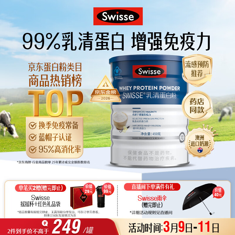 Swisse斯维诗蓝帽乳清蛋白粉450g 中老年增强免疫力术后营养 药店同款