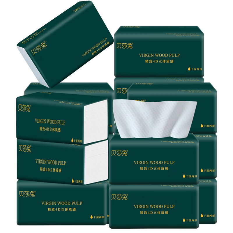 山头林村新人专享6大包家庭装纸巾抽纸厂家批发餐巾纸 实惠装卫生纸面巾纸 1层 1片*1包 6包/组