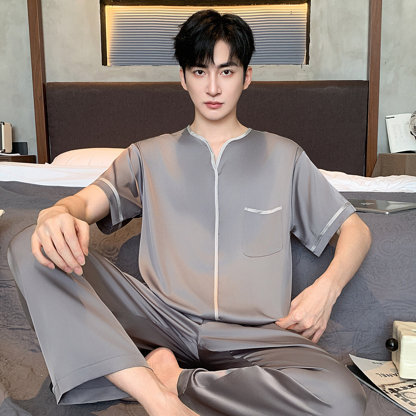 ���ڲ�������¹��˿˯���д�����ļ��Ҿӷ����䳤����ʿ����˿�����켾������װ  NSMCC-9632�̳� �����˿ ����˿�� 2XL �С��Ƽ�150-170� 99.9Ԫ