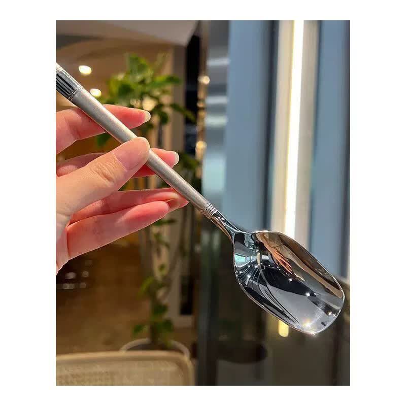 北牧星勺子不锈钢高颜值加厚韩式家用方勺现代简约汤勺304网红勺勺子 韩式方勺1个