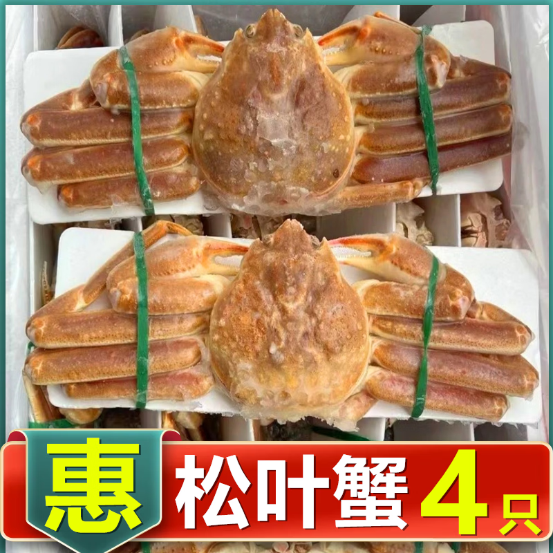 新鲜俄罗斯松叶蟹3斤长脚蟹板蟹雪蟹大帝王蟹活冷冻大面包蟹海鲜 老虎蟹【60-100g/只】*4只 京东折扣/优惠券