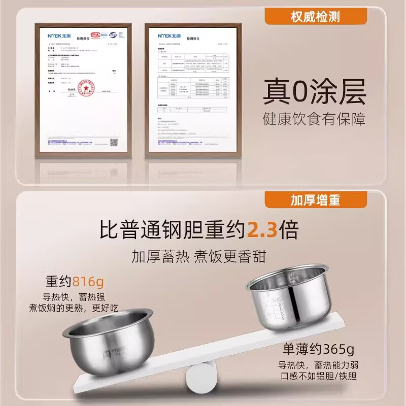 千寿日本QUASHO低糖电饭煲316L不锈钢沥米汤分离煮饭锅柴火饭煲3L家用2-4人多功能0零涂层内胆煮米饭香 鲜红 升级304不锈钢内盖【1-4人用】 3L 升级款【316L不锈钢球釜内胆】