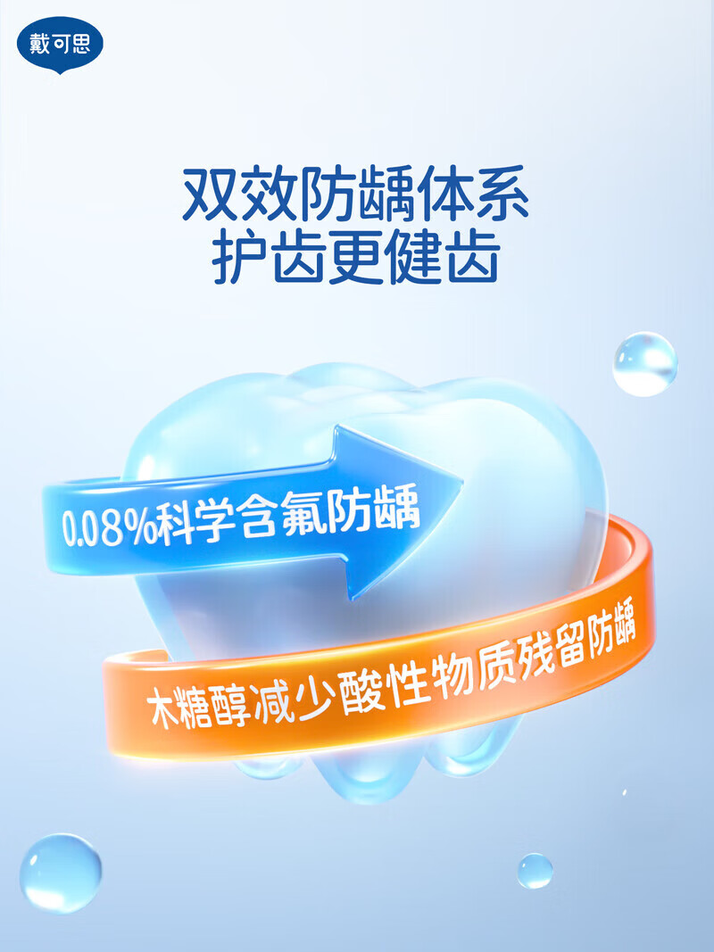 戴·可·思（Dexter）戴可思儿童牙膏3到6岁到12岁含氟换牙期1到3岁无氟宝宝牙膏 【买1送1 不会吐水推荐】无氟樱花味50g*2