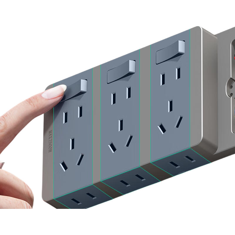 国际电工扩展插座86型明装拓展开关插座厨房多功能插排原位替换无线转换器 向左扩展【白色21孔-标准款】