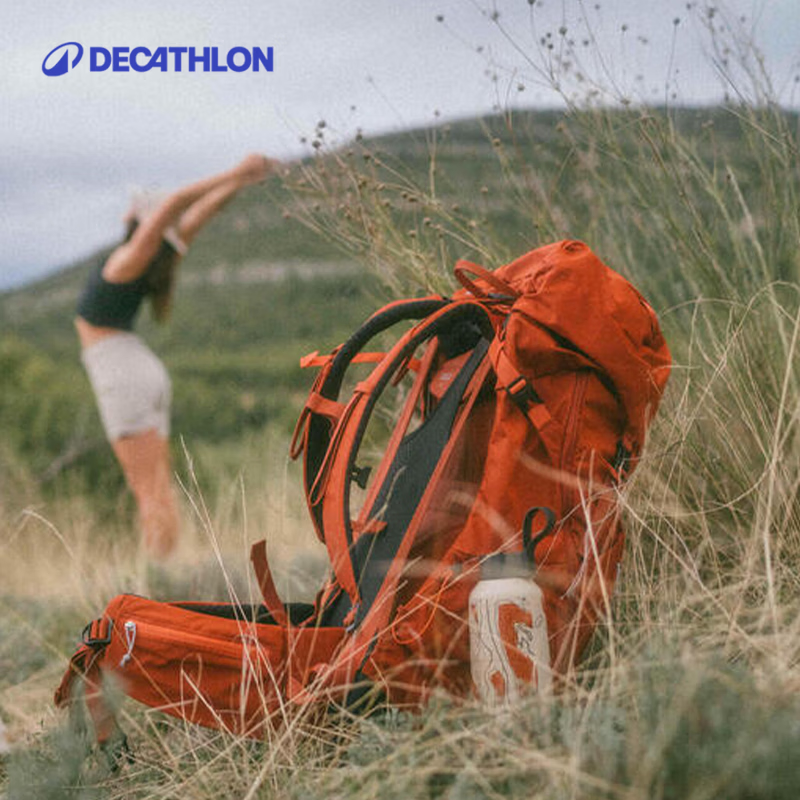 迪卡侬（DECATHLON）登山包徒步背包双肩包MH500新款户外旅行轻量化背负系统大容量 朱砂橙-38L带顶包 升级新款