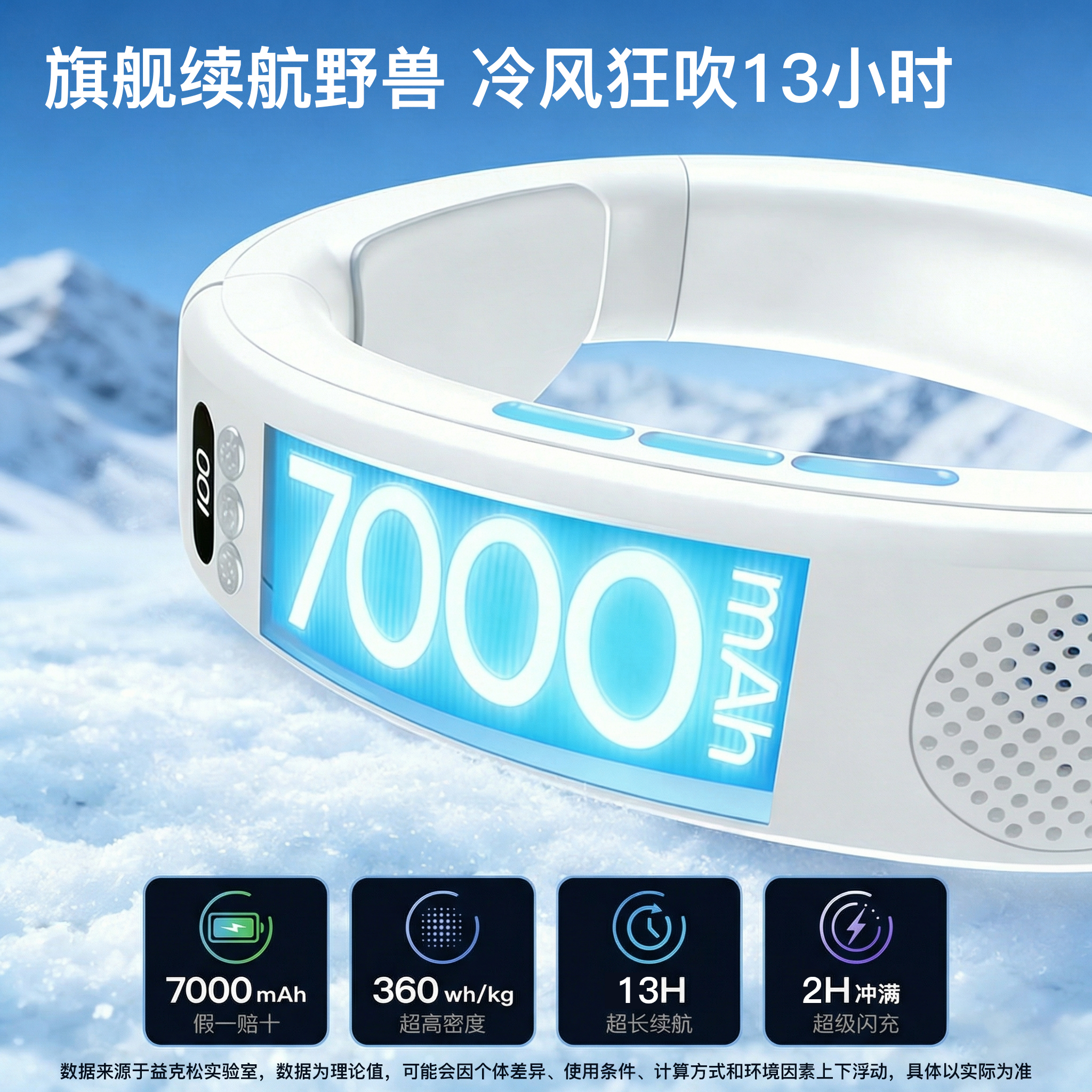 益克松挂脖风扇便携式随身制冷空调超长续航无叶静音电风扇户外运动usb头戴小风扇 常规版【礼盒装】 7000mAh