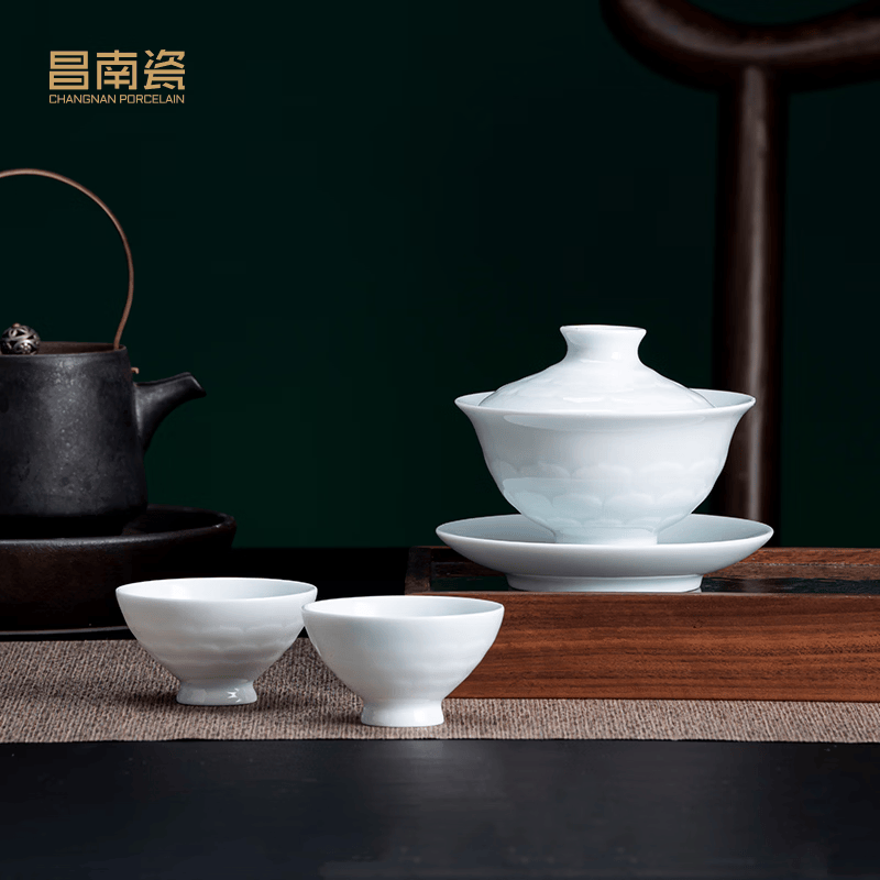 昌南景德镇陶瓷品茗杯小茶杯茶具主人杯斗笠杯陶瓷功夫茶杯主人杯 玉瓷莲瓣5个(买5赠1)