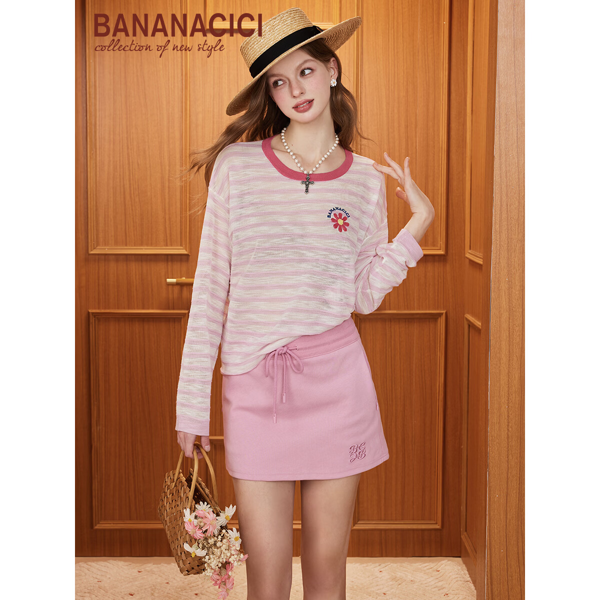 banana cici【阚清子同款】2026年夏季新款多巴胺小雏菊针织衫C252MY591 黄色 S