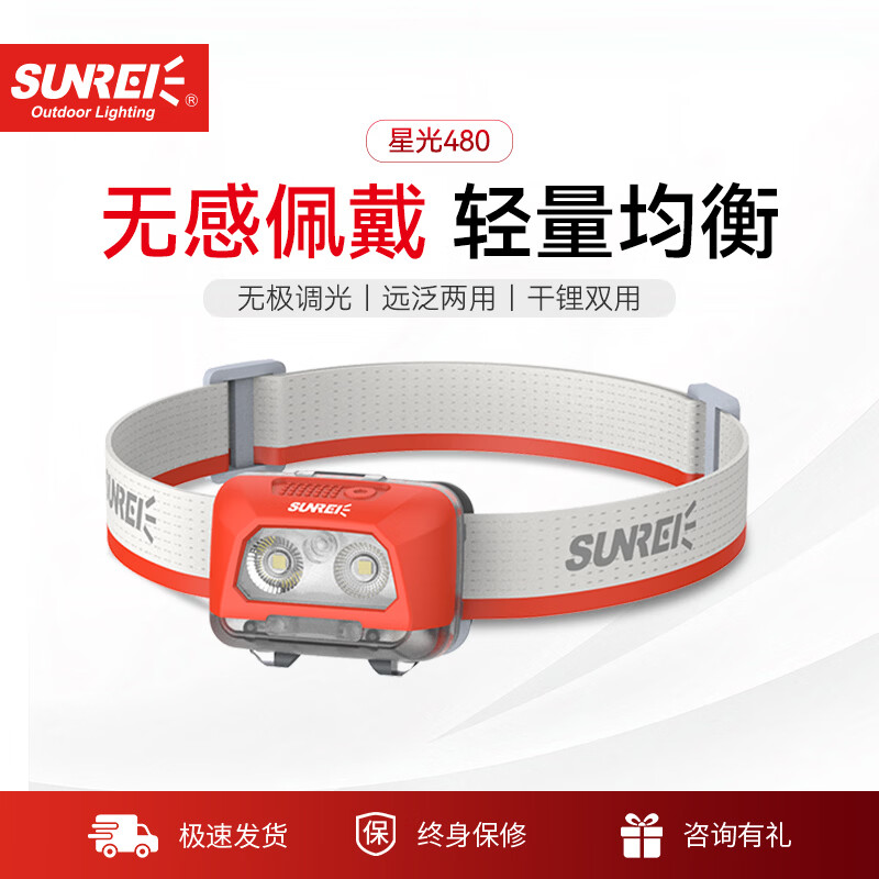 山力士星光480高海拔攀登山头灯IPX8远射锂电户外超长续航头灯