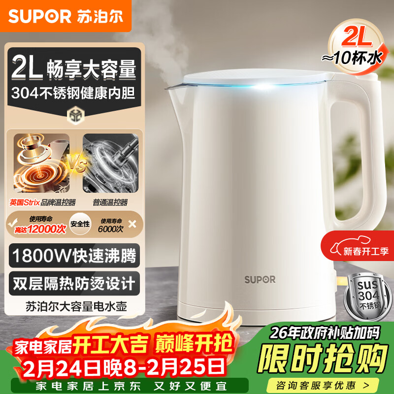 �ղ��� SW-20J01A ����ˮ�� 2L 304����� ˫����� 1800W ��������