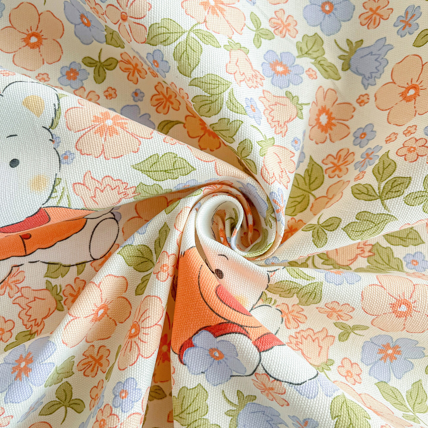 雅鹿加厚老粗布床单单件100原棉亚麻床罩学生宿舍被单三件套单人 花朵熊 200*230cm床单三件套