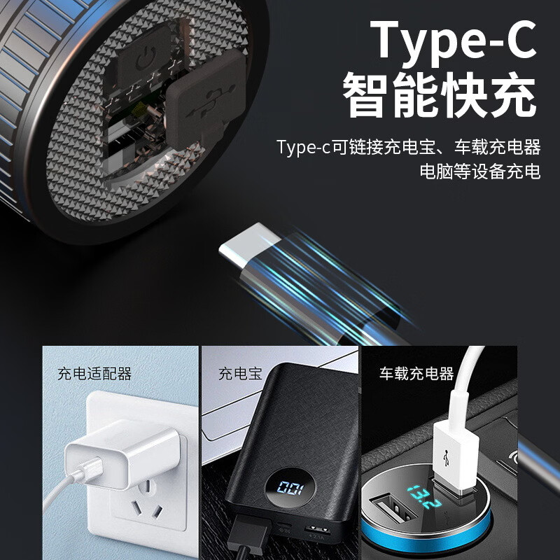 CLowicsr德国品质强光手电筒强光200000流明穿天炮超长续航野外生存大容量 爆亮镭射炮  【高配-高亮】59000K