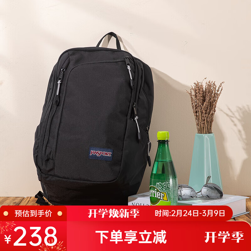 JANSPORT杰斯伯双肩包男女25L旅行校园运动户外背包书包 T55B  31Y 黑色