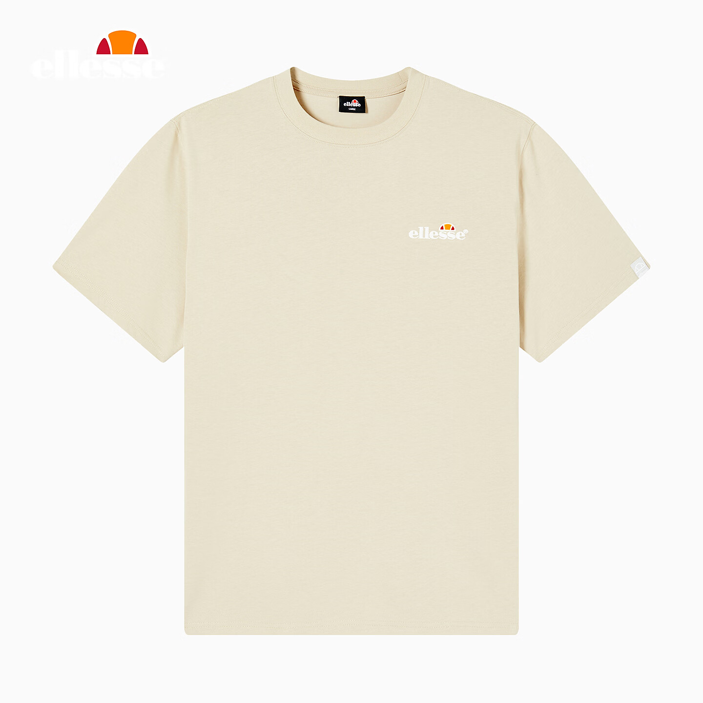 ellesse小贝壳官方T恤男情侣夏季新款圆领全棉上衣女 深卡其色 L