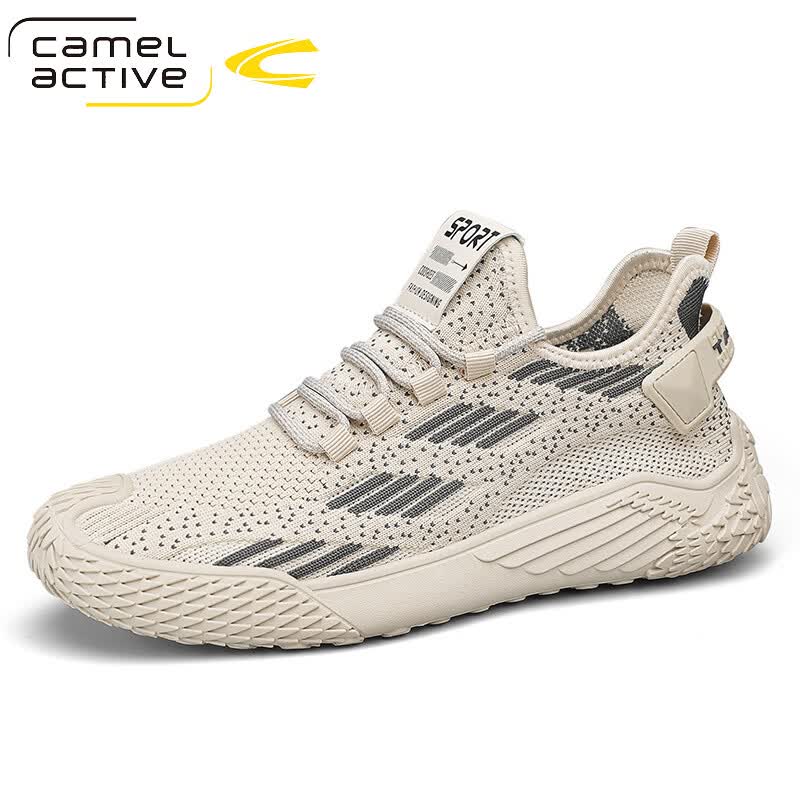 骆驼动感(camel active)2026春夏季新款男士休闲鞋运动时尚透气镂空网面鞋轻便舒适跑步鞋 米色 42 (260mm)
