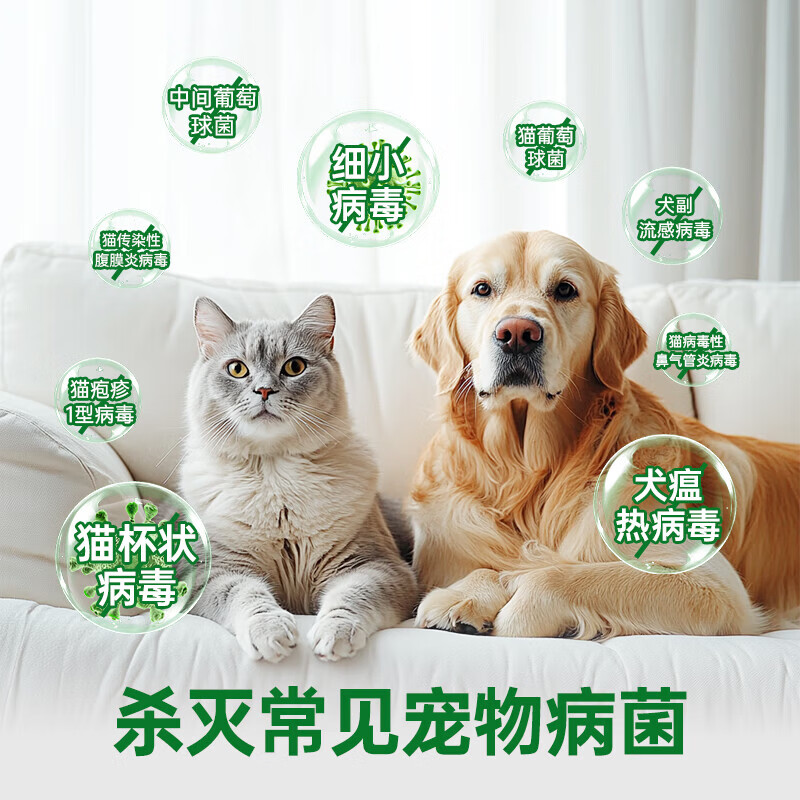 滴露(Dettol)消毒液宠物家庭专用宠物用品宠物区域安全杀菌液消毒长效除臭液 【99.99%灭活细小病毒】宠物专用消毒液1L