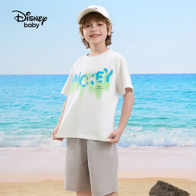 迪士尼(Disney)童装男女童纯棉短袖t儿童圆领时尚短袖T恤上衣2026夏季新款中大童 本白 130 高125-135cm重50-60斤