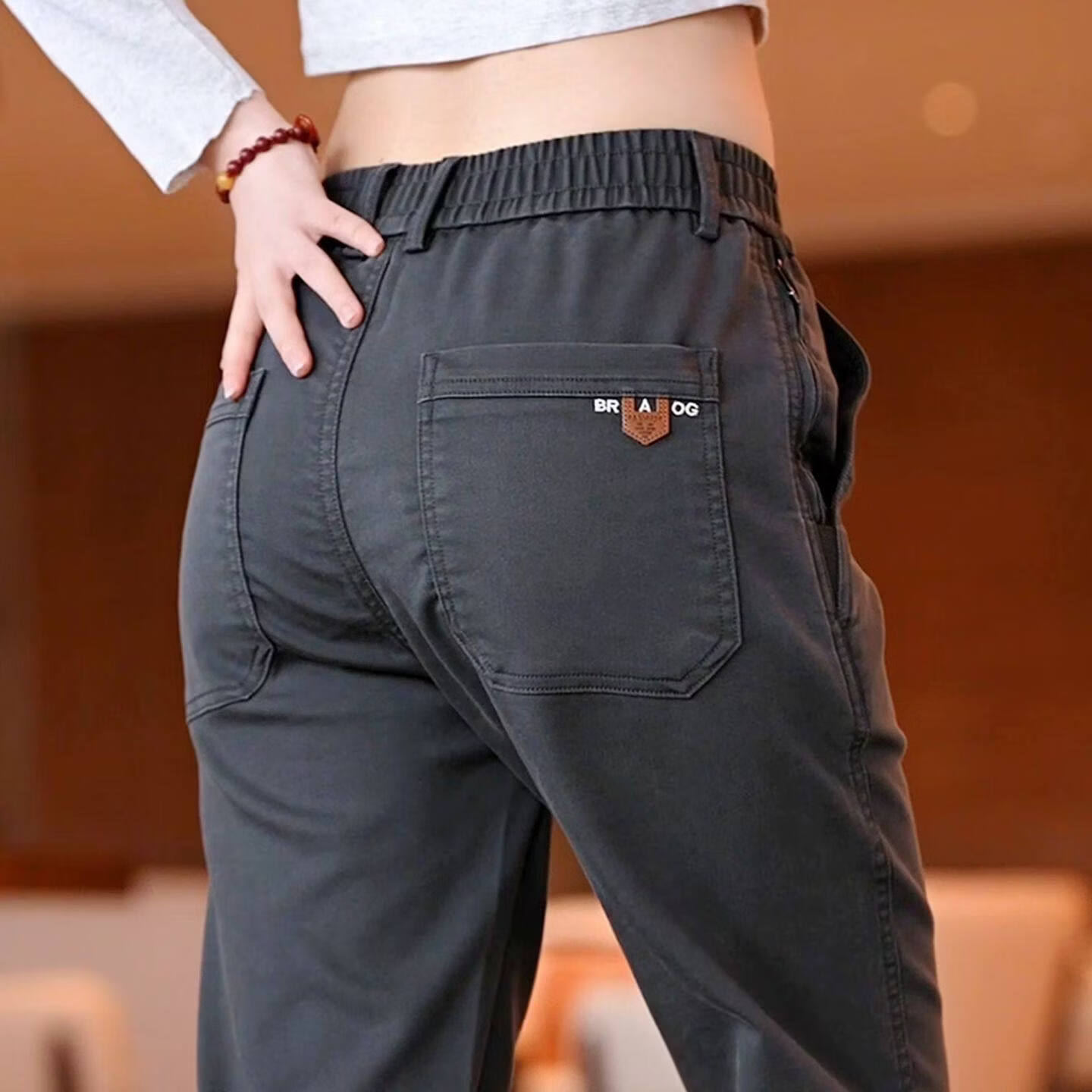 【爆款推荐】春秋新款休闲裤六口袋休闲流行弹力裤抗皱显时尚c1 摩登灰 高弹款 32 （130斤-145斤）