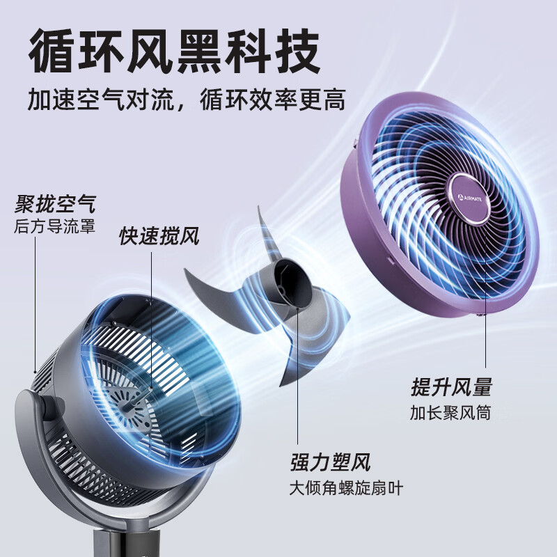 艾美特（AIRMATE）【全网热销】语音空气循环扇家用电风扇负离子净化落地扇台式桌面宿舍卧室办公室空调伴侣 【顶配款】负离子循环+轻音节能SRDI210