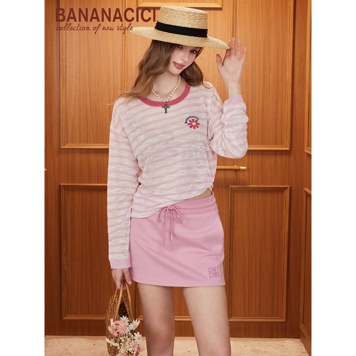 banana cici【阚清子同款】2026年夏季新款多巴胺小雏菊针织衫C252MY591 黄色 S