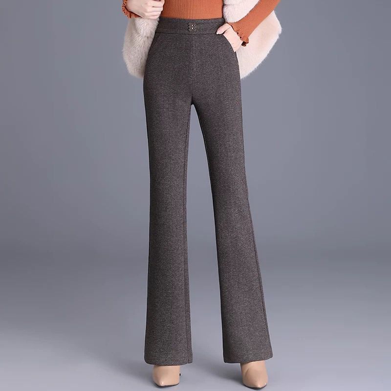 【轻奢品质】微喇裤女2026春季新款高腰弹力显瘦百搭休闲裤 咖色【春秋款】 L 【建议105-120斤】