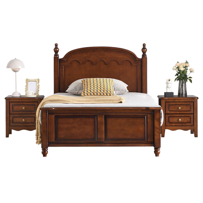 全实木儿童床1.2米现代简约小户型男孩女孩床卧室 床+冰丝棕垫10cm 1200mm*2000mm_框架结构