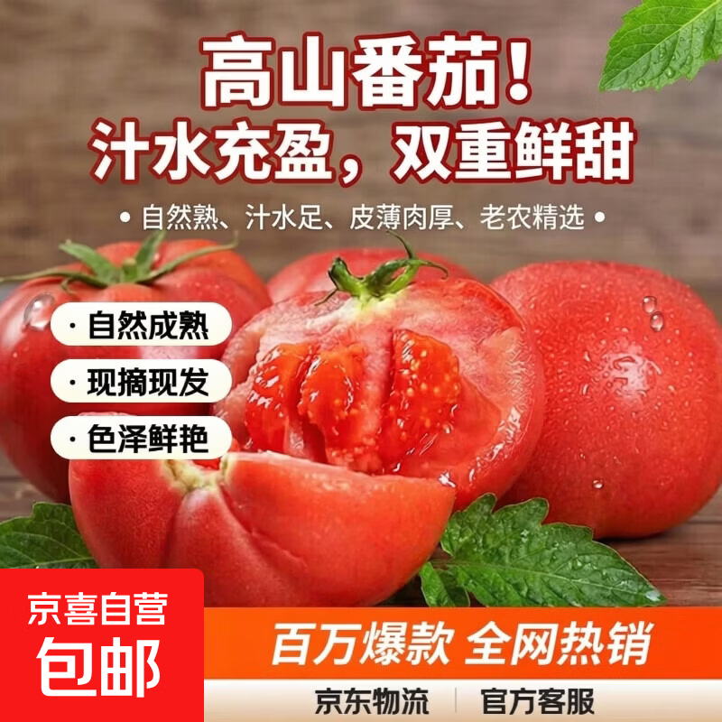 云南高山西红柿水果番茄可生吃新鲜蔬菜生鲜产地直发 西红柿 1斤 带箱